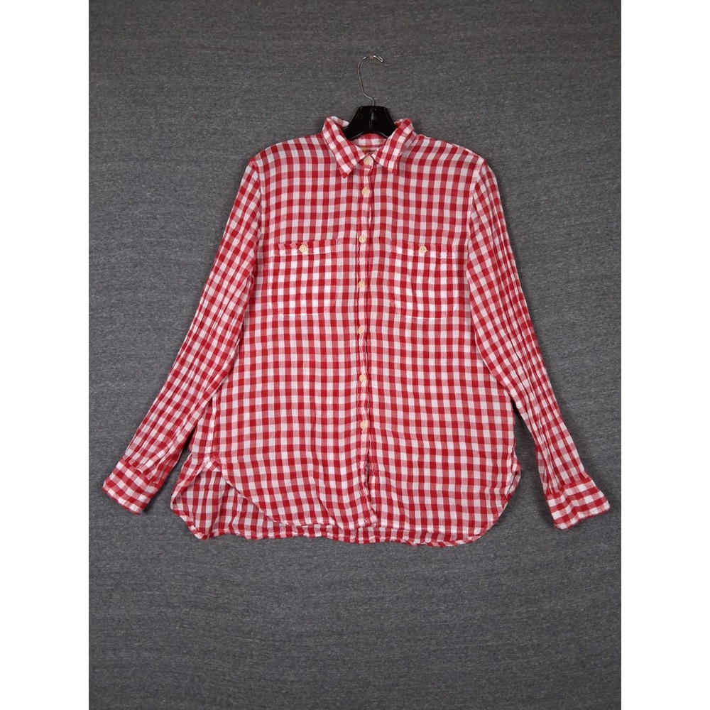 Ralph Lauren Denim Supply Womens Shirt Red Gingham Check Gauze Utility Prairie - Picture 2 of 9